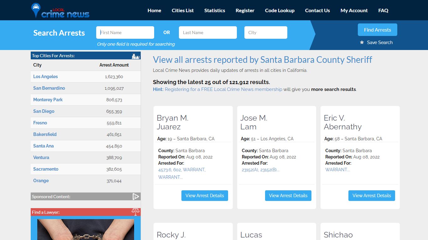 Arrests reported by Santa Barbara County Sheriff | Local ...
